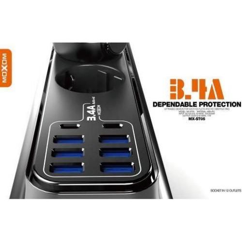 Multi-prises- Moxom Rallonge- 6USB 2 ports de type C - 3